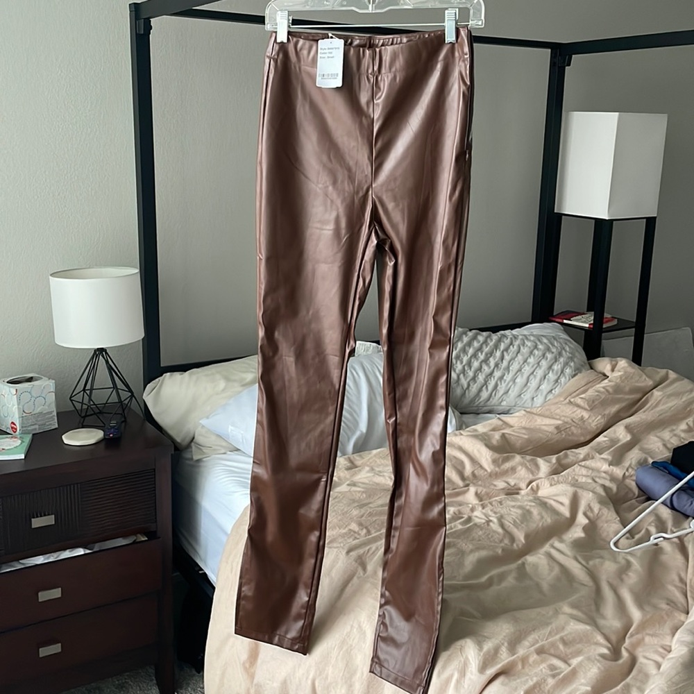 Brown leather pants